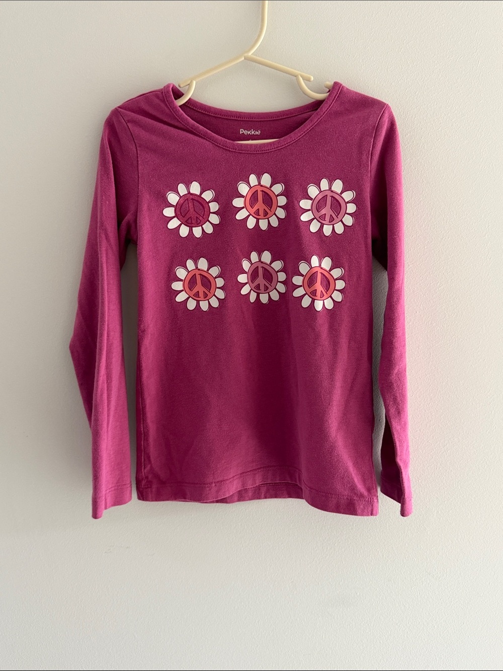 10 for $20❤️ Children's Long-Sleeve Pink Floral Peace Sign Tee - Peek Kids